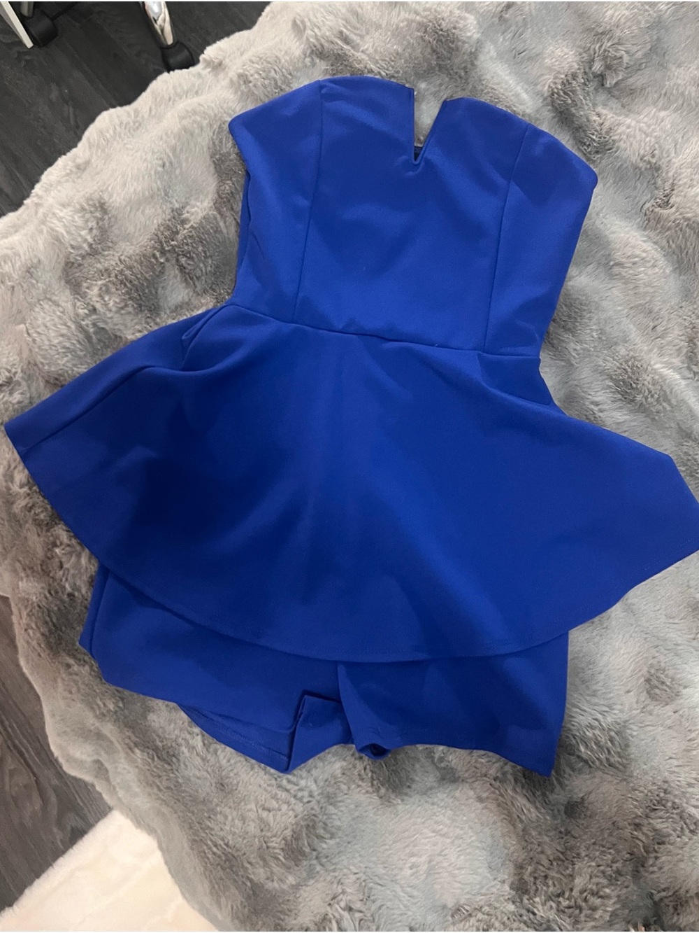 Fashion Nova Royal Blue Strapless Peplum One-Piece for Kids